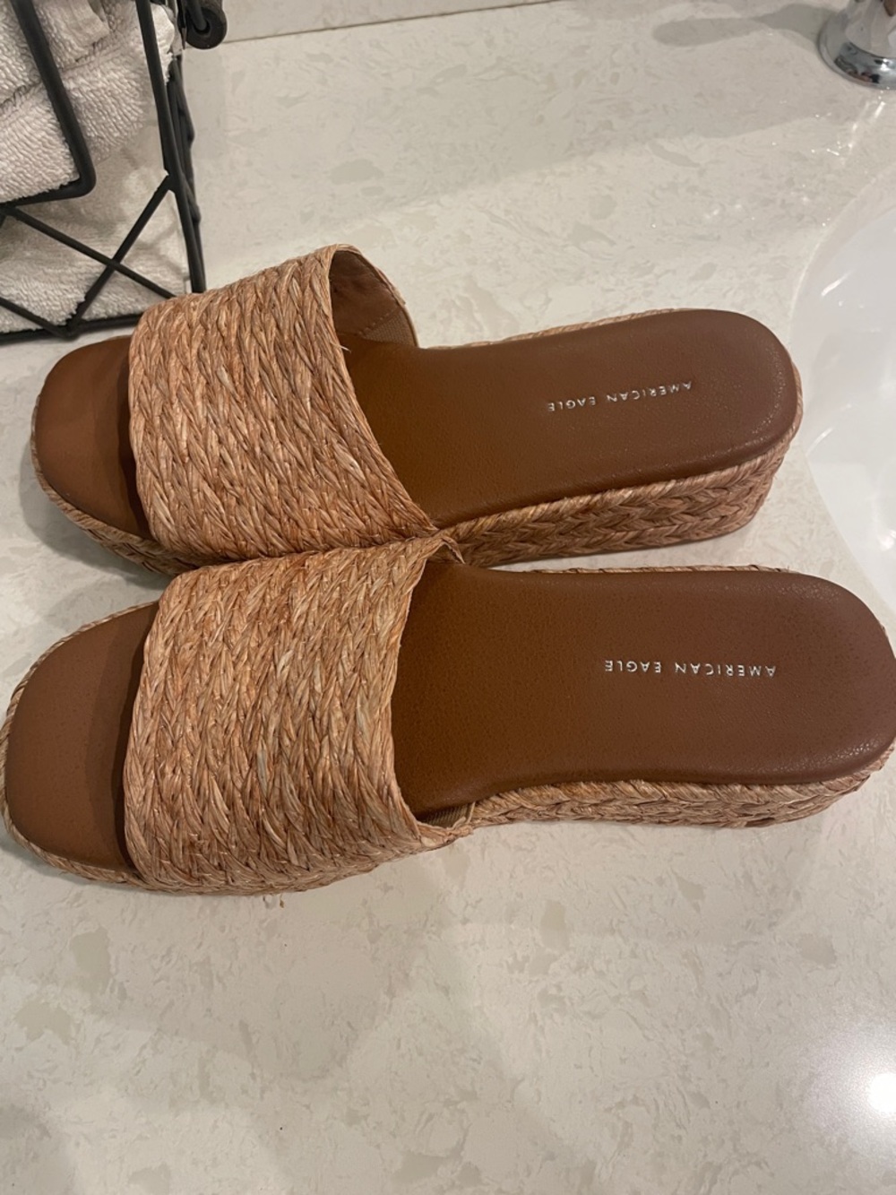 American Eagle Outfitters Brown Braided Slide Sandals - Picture 9 of 9